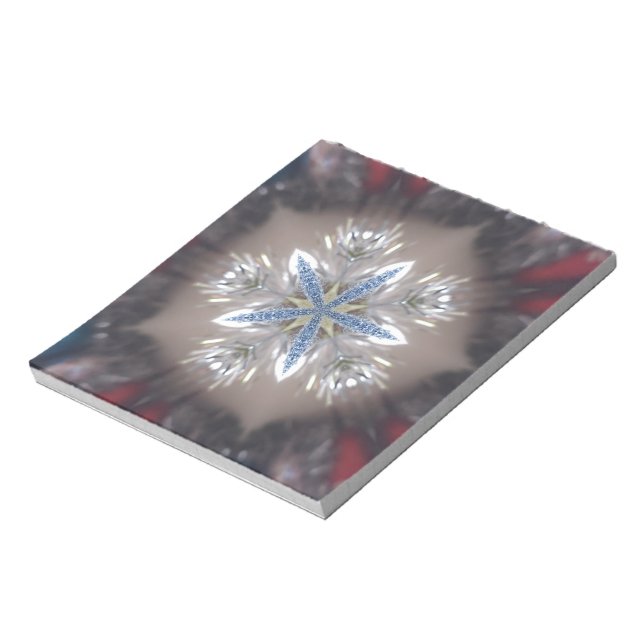 Elegant Festive Christmas Star Shiny Blue White Notepad (Rotated)