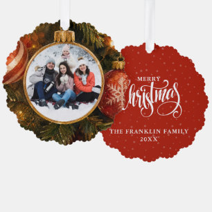 Elegant Festive Christmas Tree Baubles Photo Decoration Card