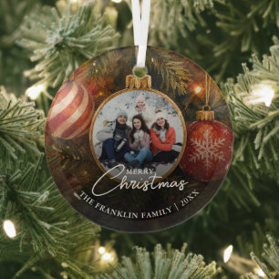 Elegant Festive Christmas Tree Baubles Photo Glass Tree Decoration