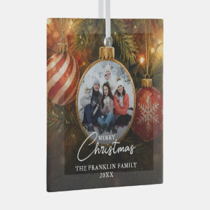 Elegant Festive Christmas Tree Baubles Photo Glass Tree Decoration