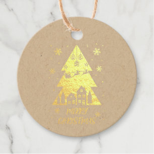 Elegant Festive Christmas tree design with sleigh Favour Tags
