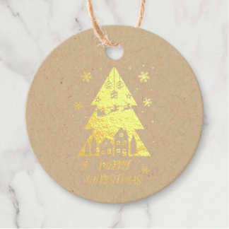 Elegant Festive Christmas tree design with sleigh Favour Tags