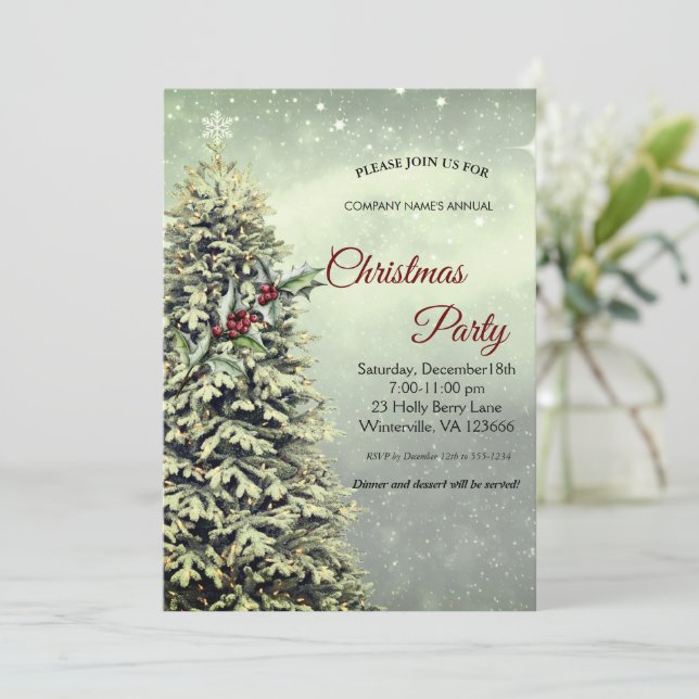 Elegant festive Christmas tree Invitation (Standing Front)