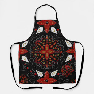 Elegant, festive feel symmetrical floral pattern apron