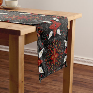 Elegant, festive feel symmetrical floral pattern short table runner