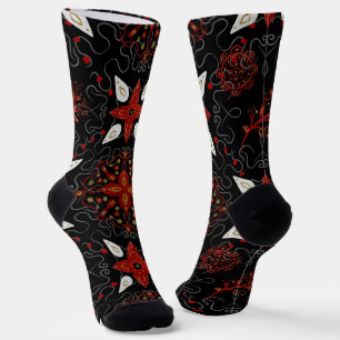 Elegant, festive feel symmetrical floral pattern socks