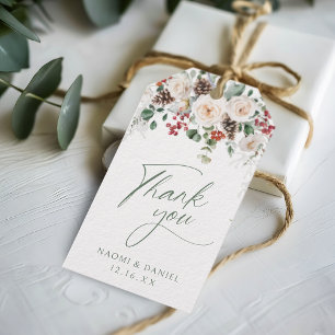 Elegant Festive Floral Holiday thank you favours Gift Tags