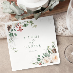 Elegant Festive Floral Holiday Winter Wedding  Napkin