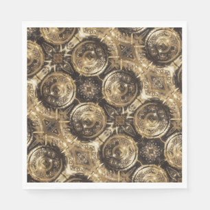 Elegant Festive Golden Decorative Gold Pattern Napkin