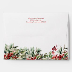 Elegant Festive Greenery Holiday Christmas Envelope