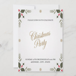Elegant  Festive Happy Christmas Party Invitation