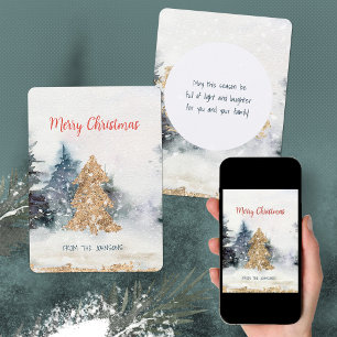 Elegant Festive Merry Christmas Golden Tree  Holiday Card