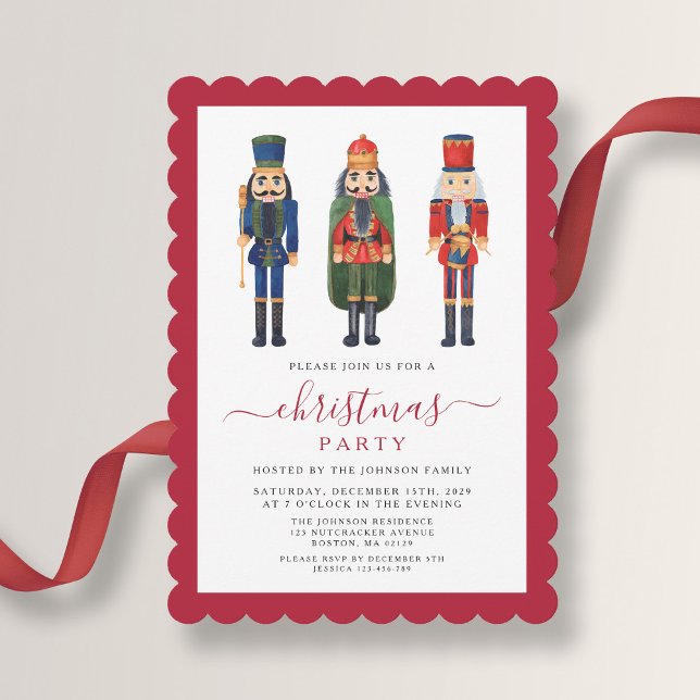 Elegant Festive Nutcracker Christmas Party  Invitation (Elegant Festive Nutcracker Christmas Party Invitation)