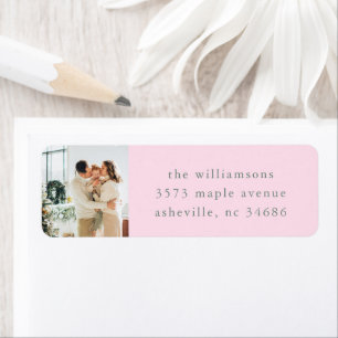 Elegant Festive Pink Holiday Photo Return Address