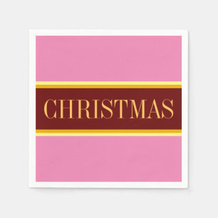 Elegant Festive Pink Red White CHRISTMAS Stripes Napkin