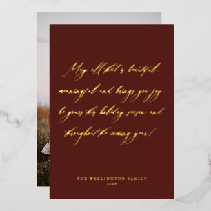 Elegant Festive Red Calligraphy Christmas Photo