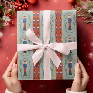 Elegant Festive Red Merry Christmas Nutcracker Wrapping Paper