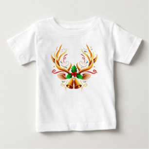 Elegant Festive Reindeer Antlers Modern Christmas Baby T-Shirt