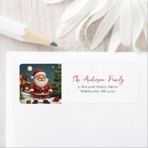 Elegant Festive Santa Christmas Return Address 