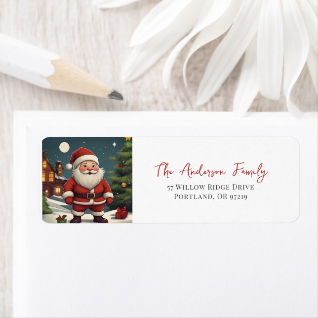 Elegant Festive Santa Christmas Return Address  (Insitu)