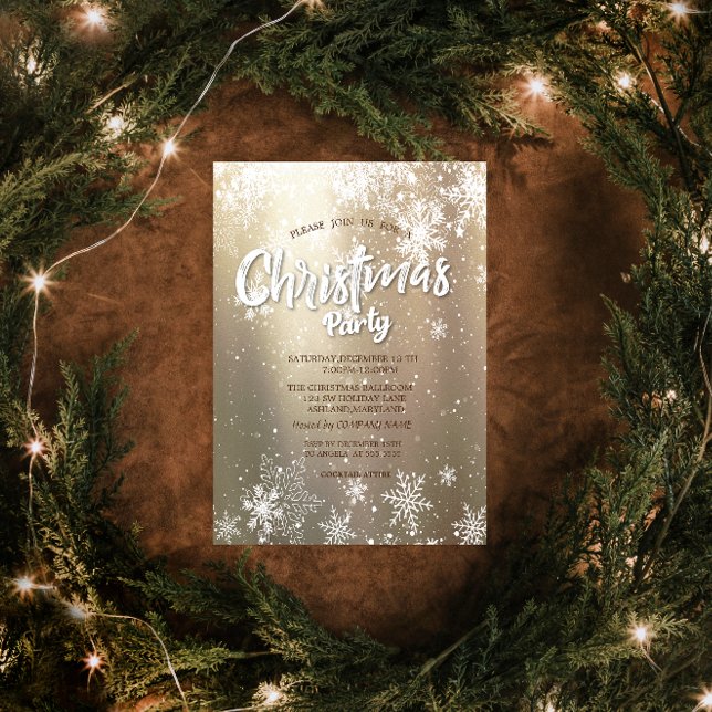 Elegant Festive Snowflakes Christmas Company Invitation (Creator Uploaded)