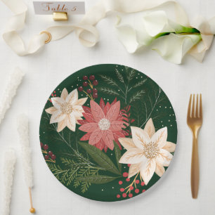 elegant festive winter christmas holiday paper plate