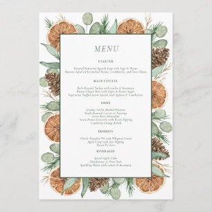 Elegant Festive Winter Holiday Dinner Party Menu
