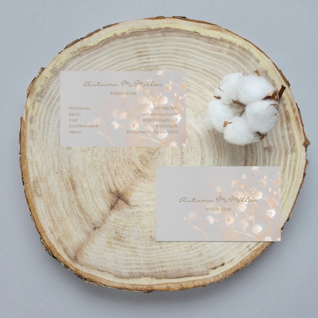 Elegant Field Flowers Grey Business Card (Creator Uploaded)