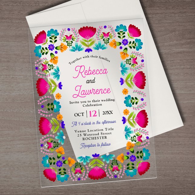 Elegant fiesta wedding acrylic invitations (Creator Uploaded)
