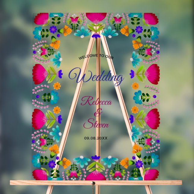 Elegant fiesta Wedding acrylic welcome sign (Neutral)
