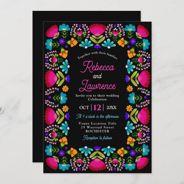 Elegant fiesta wedding Invitations (Front/Back)