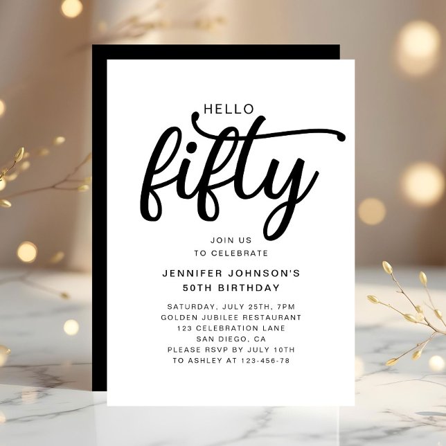 Elegant Fifty 50th Birthday  Invitation (Elegant Fifty 50th Birthday Invitation Digital Download)