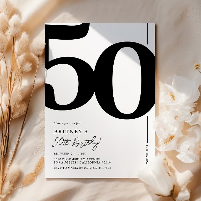 Elegant Fifty 50th Birthday Party Invitation (Creator Uploaded)