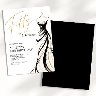 Elegant Fifty and Fabulous 50th Birthday Invitation