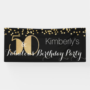 Elegant Fifty and Fabulous 50th Birthday Party Banner
