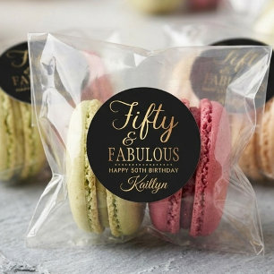 Elegant Fifty and Fabulous! 50th Birthday Party Classic Round Sticker