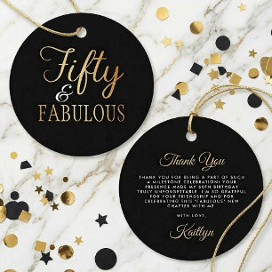 Elegant Fifty and Fabulous! 50th Birthday Party Favour Tags