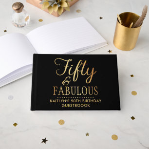 Elegant Fifty and Fabulous! 50th Birthday Party Guest Book