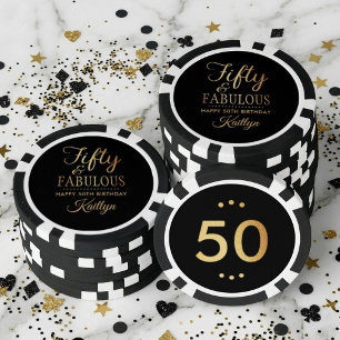 Elegant Fifty and Fabulous! 50th Birthday Party Poker Chips