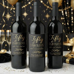 Elegant Fifty and Fabulous! 50th Birthday Party Wine Label<br><div class="desc">Celebrate a half-century of style with these sophisticated "Fifty & Fabulous" birthday party wine bottle labels. Featuring a striking high-contrast design, these bottle labels pair a deep black background with a shimmering faux gold foil script that exudes elegance and luxury. The template wording is fully customizable, allowing you to easily...</div>