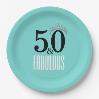 Elegant Fifty and Fabulous Tiara Tiffany Inspired Paper Plate