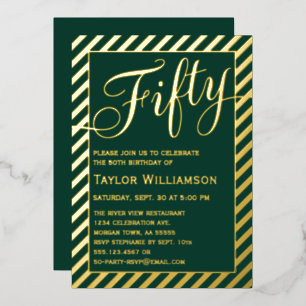 Elegant Fifty Emerald Gold Foil 50th Birthday
