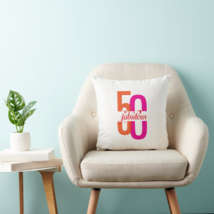 Elegant Fifty & Fabulous 50th Birthday Colourful Cushion