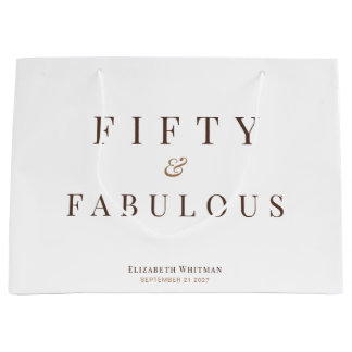 Elegant Fifty & Fabulous 50th Birthday Large Gift Bag