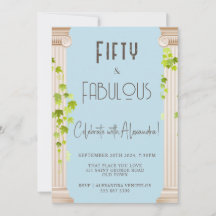 Elegant Fifty Fabulous Greek Theme Blue Birthday
