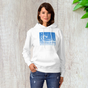 Elegant Figure Skater Silhouette Snowflakes Hoodie