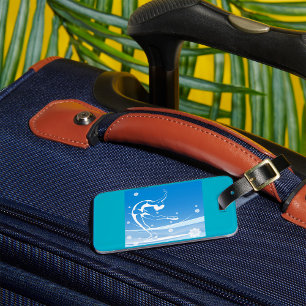 Elegant Figure Skater Silhouette Snowflakes Luggage Tag