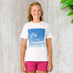 Elegant Figure Skater Silhouette Snowflakes T-Shirt