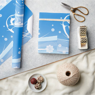 Elegant Figure Skater Silhouette Snowflakes Wrapping Paper