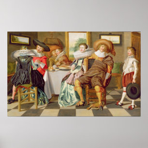 Elegant Figures Feasting at a Table Poster